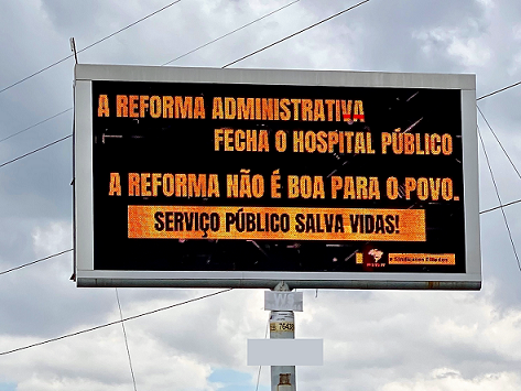 Fenajufe lança campanha contra a Reforma Administrativa em painéis de LED