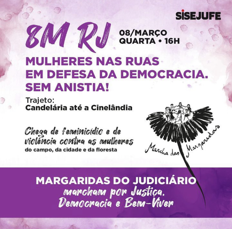 8M: Sisejufe convoca servidoras para ato por justiça, democracia e bem-viver