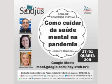 Roda de Conversa Virtual discutirá “Como cuidar da saúde mental na pandemia” nesta quarta (27)
