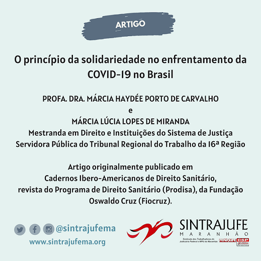 Artigo: “O princípio da solidariedade no enfrentamento da COVID-19 no Brasil”