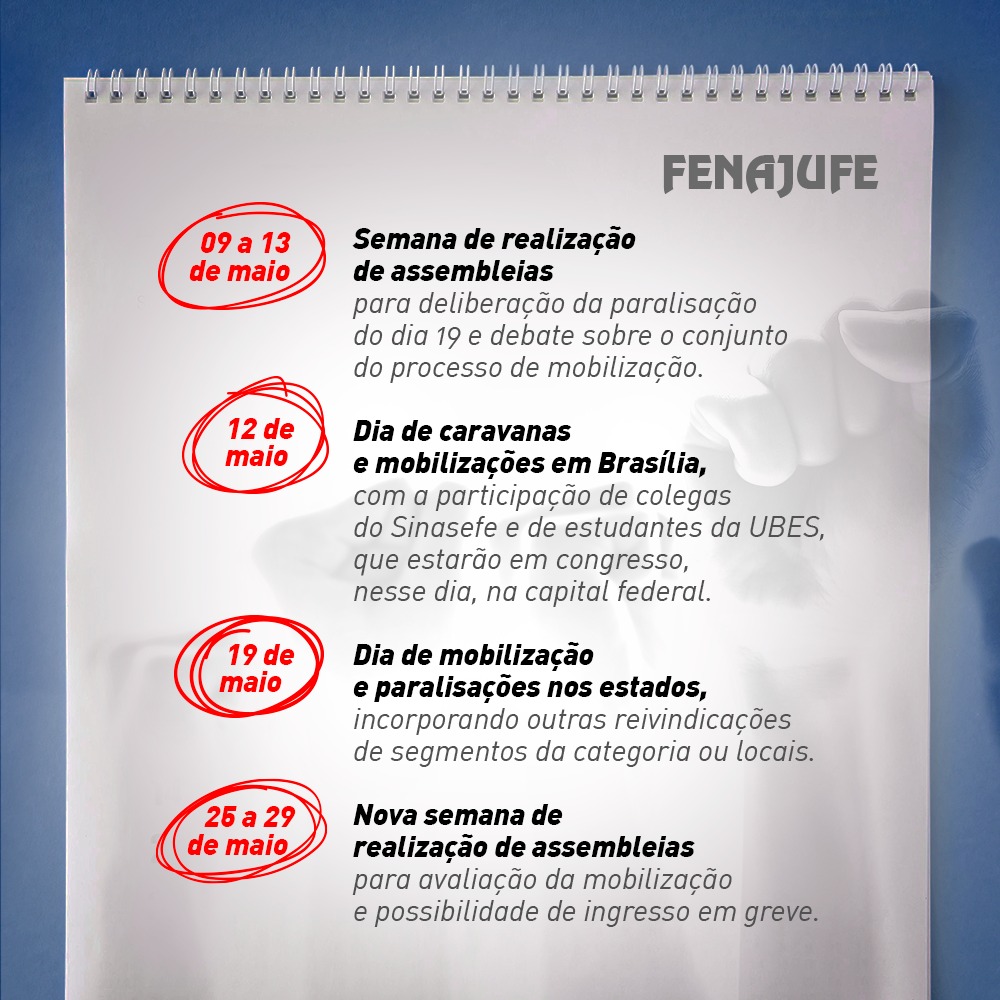 Fenajufe convoca sindicatos de base e caravanas para ato dia 12 em Brasília
