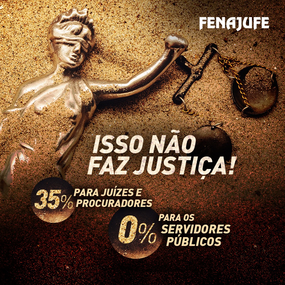 35% para juízes e procuradores e 0% para os servidores públicos: isso não faz JUSTIÇA!