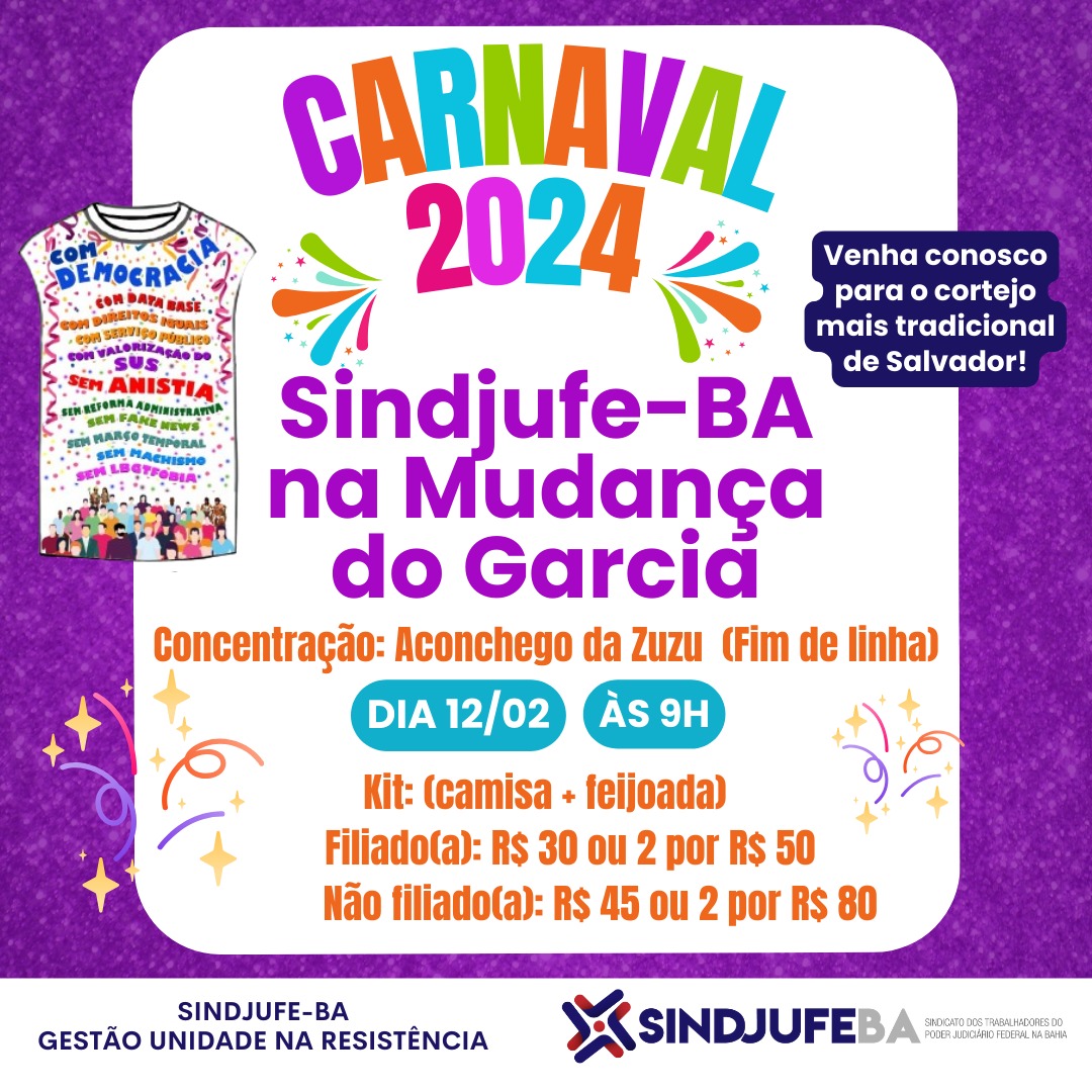 Carnaval 2024: Sindicato na rua com Democracia e sem Anistia!