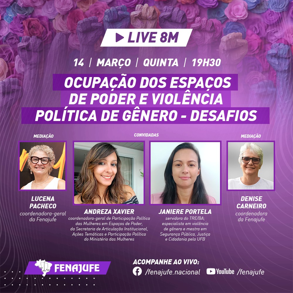 Circuito de lives: tema desta quinta-feira (14) discutirá violência política e de gênero