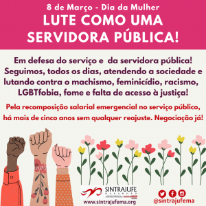 Lugar de Mulher é onde ela quiser! Seja à frente dos seus lares, nas salas de aula, nos centros de pesquisa, nos postos do Judiciário, na construção civil, nos Parlamentos, no Executivo, em nossas greves e na luta por direitos.