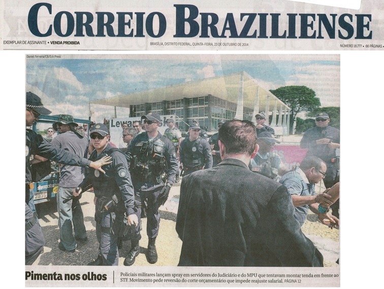 Capa do Correio Braziliense destaca ato no STF e mostra truculência da polícia