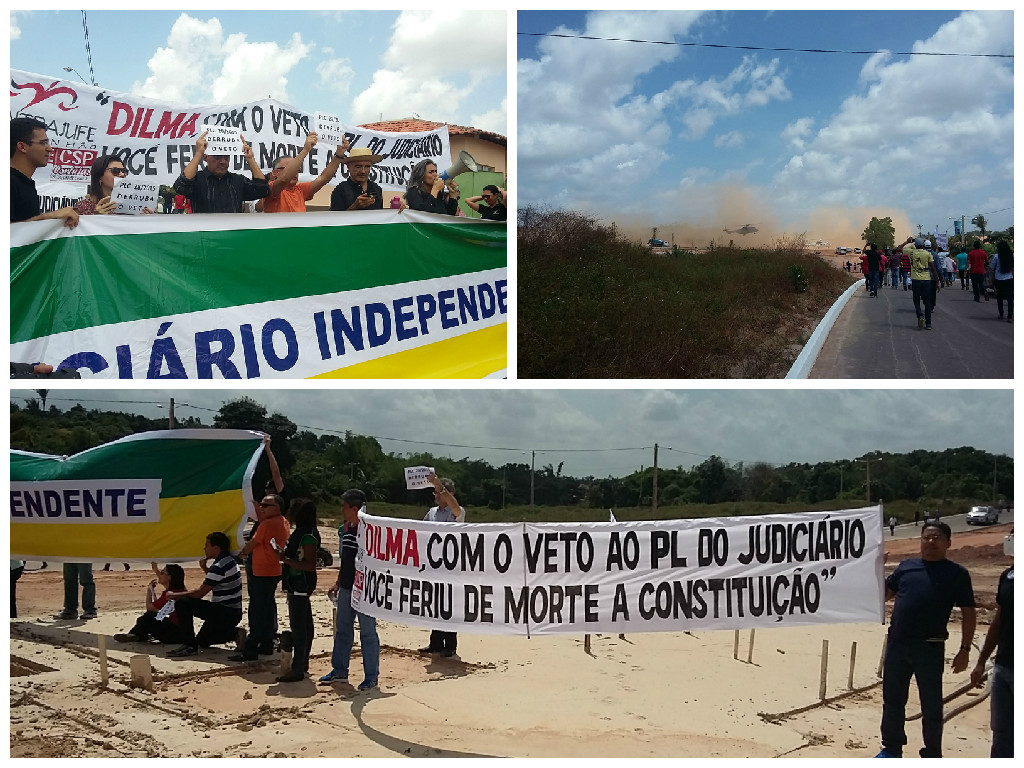 Servidores do Judiciário protestam contra veto ao PLC 28 durante visita de Dilma ao Maranhão