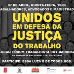 Servidores realizam ato contra os cortes no orçamento da JT nesta 5ª, em São Paulo