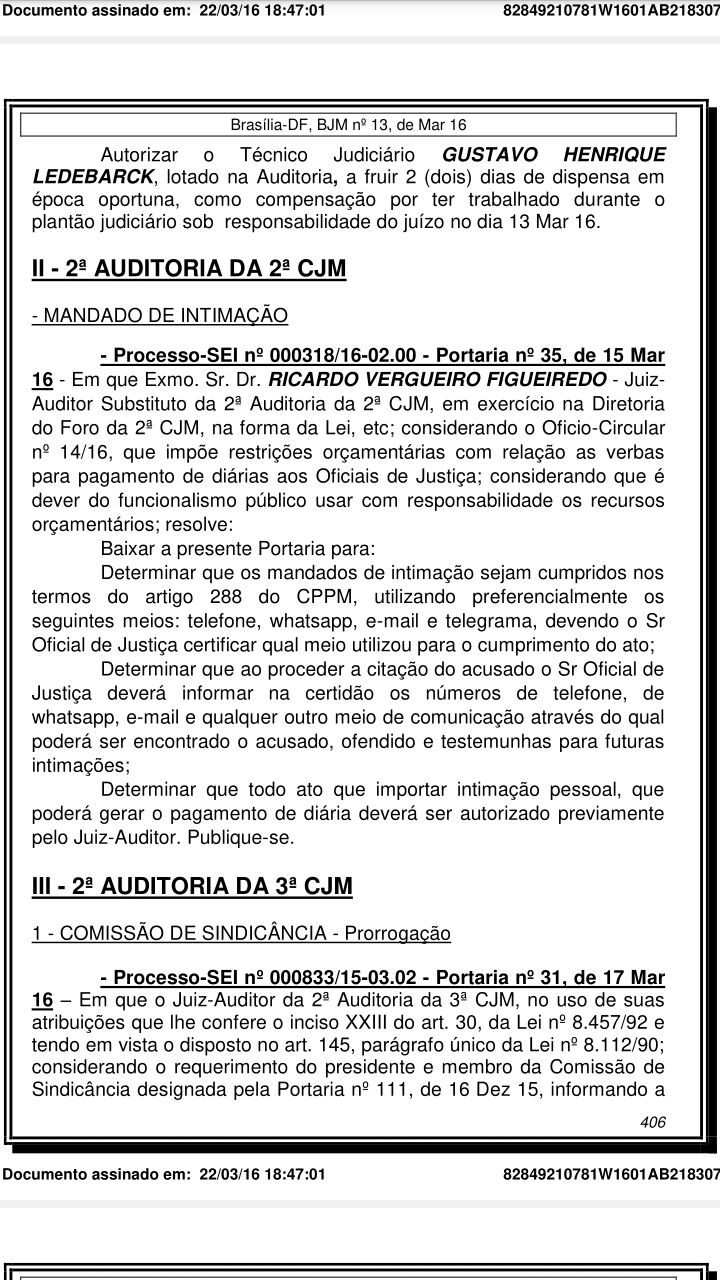 Portaria da JMU determina intimação por whatsapp