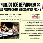 Servidores do Judiciário Federal da Baixada realizam ato público nesta sexta contra a PEC 55 que congela os gastos e desmonta os serviços públicos