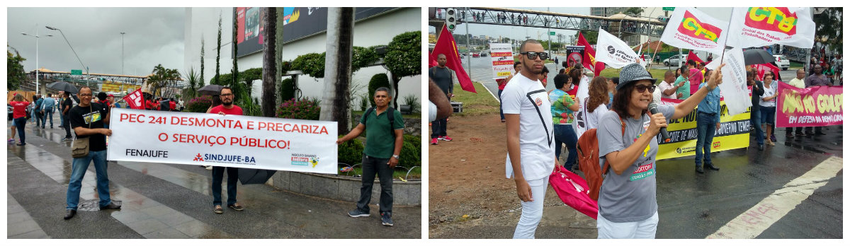 Ato reúne servidores, centrais sindicais e estudantes contra a PEC 241 em todo o estado da Bahia