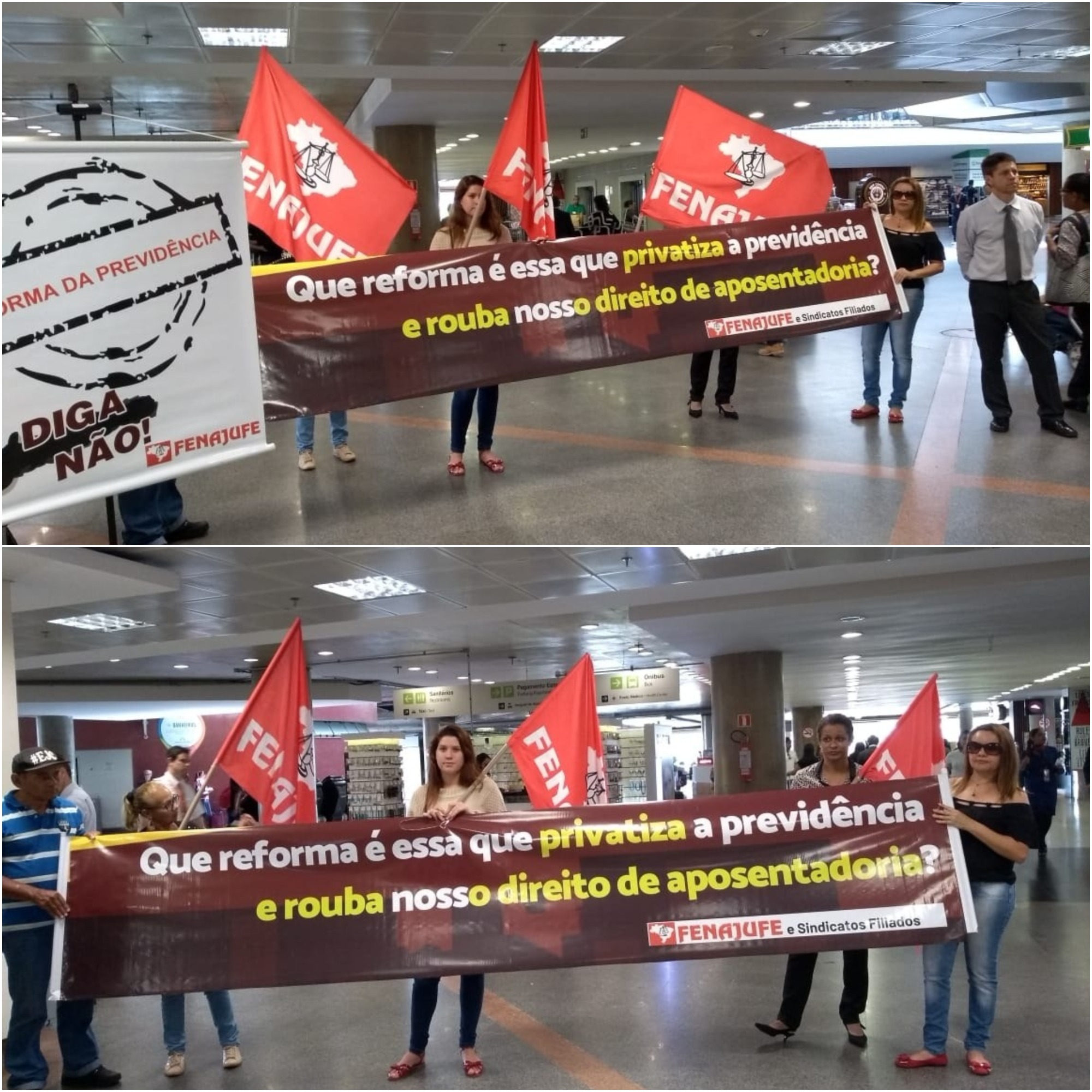Fenajufe continua recepção a parlamentares no aeroporto de Brasília