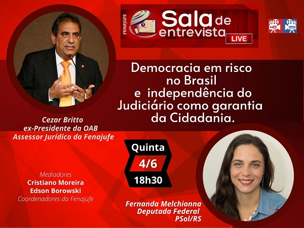 Live discutirá Democracia e independência do Judiciário