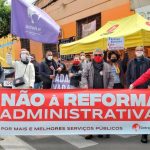 Sintrajufe/RS participa de ato unificado de lançamento de campanha contra a reforma administrativa de Bolsonaro e Guedes