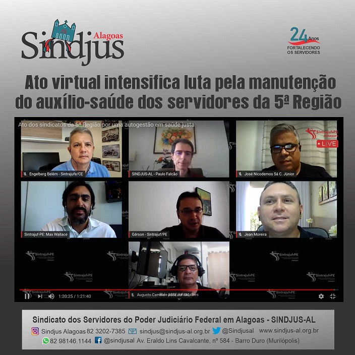 Ato virtual intensifica luta pela manutenção do auxílio-saúde dos servidores da 5ª Região