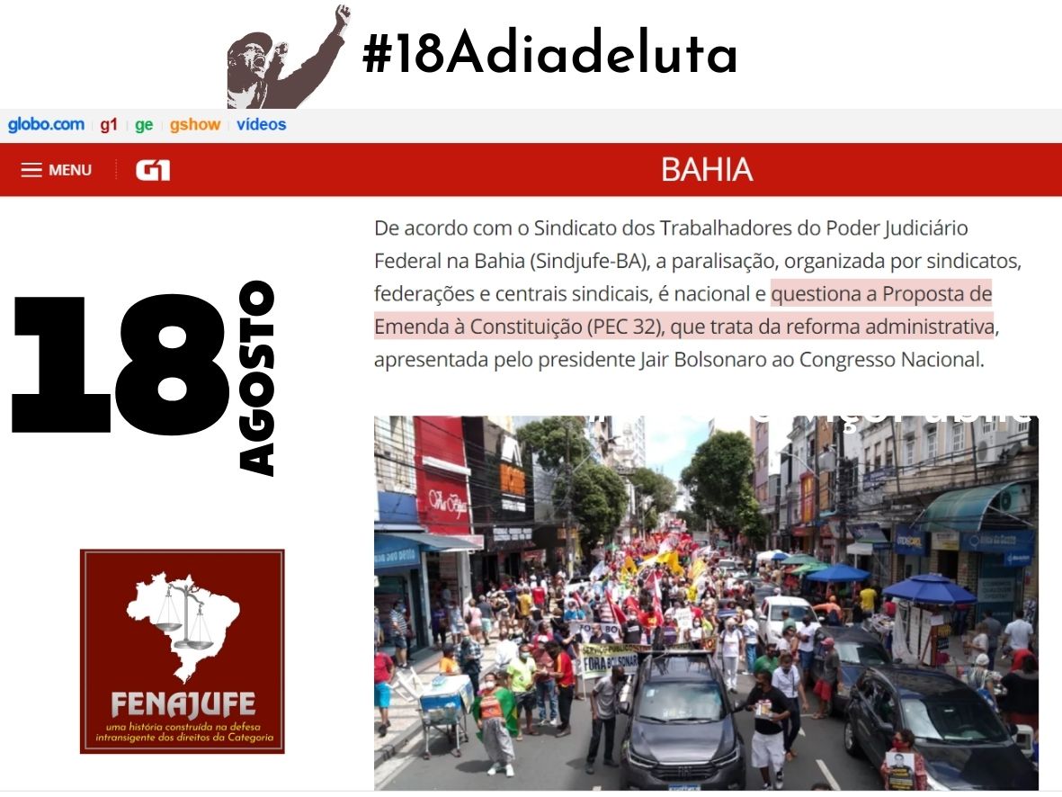 #18A na mídia: Servidores públicos fazem greve geral e protestam contra reforma administrativa em Salvador