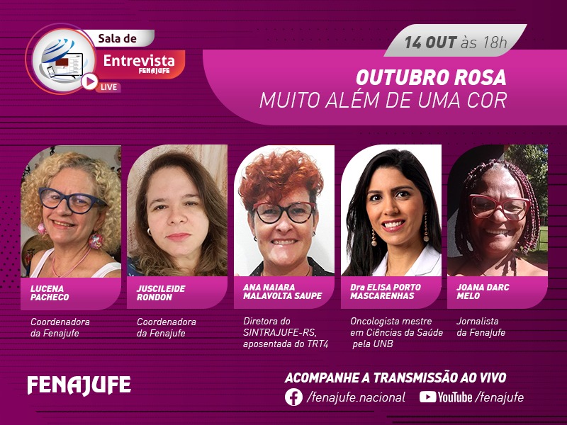 Outubro rosa muito além de uma cor: live desta quinta-feira (14) traz câncer de mama como tema de debate