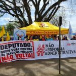 Em Cachoeira do Sul, base do deputado Marlon Santos (PDT), Sintrajufe/RS e outras entidades realizam ato cobrando o voto contra a PEC 32