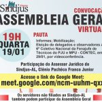 Assembleia geral virtual do Sindjus-AL para escolha de delegados ao Coletivo Nacional de Técnicos acontece nesta quarta (19)