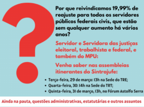 Assembleia delibera itinerância p/discutir reajuste e estatuto: confira calendário e participe