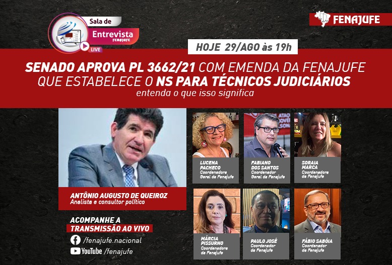Fenajufe realiza live especial sobre aprovação do NS