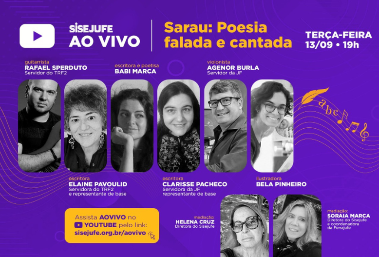 Sisejufe promove 4º Sarau de Poesia, na próxima terça (13/9), às 19h