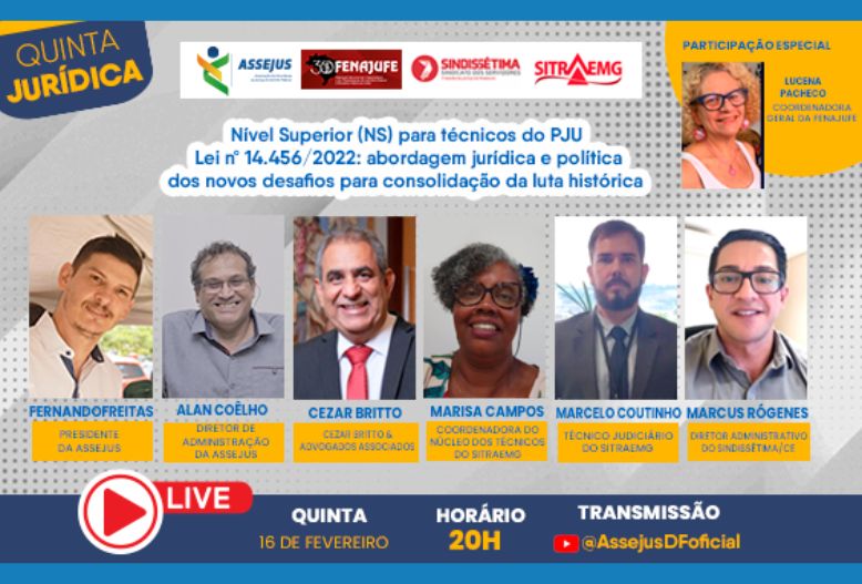 A convite da Assejus,Fenajufe participa de live sobre o Nível Superior (NS) nesta quinta-feira (16)