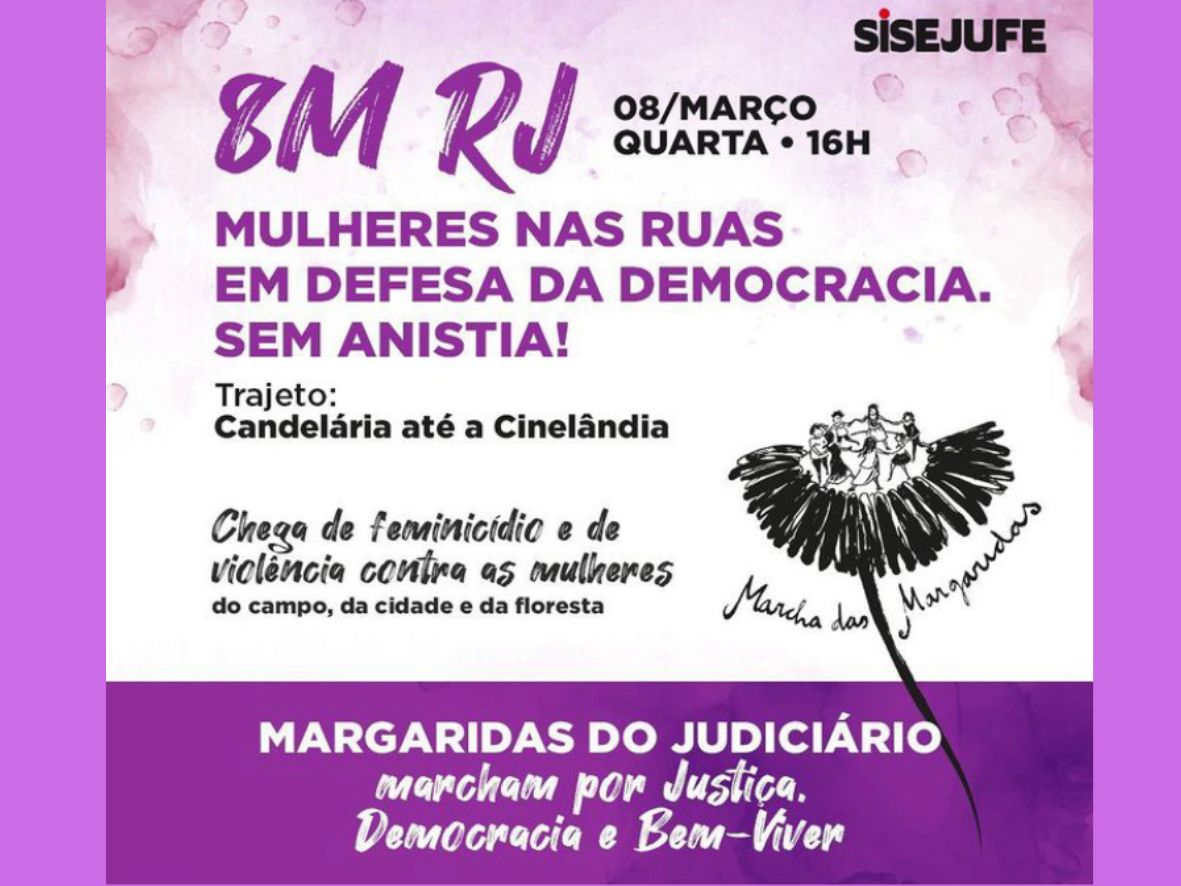 8M: Sisejufe convoca servidoras para ato por justiça, democracia e bem-viver