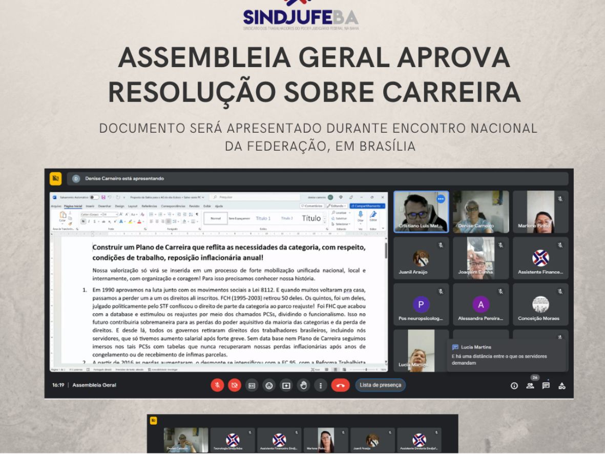 Assembleia Geral aprova Resolução sobre Carreira