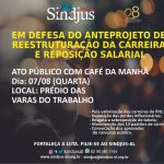 Sindjus-AL fará ato com café da manhã em defesa da reestruturação da carreira e reposição salarial nesta quarta(07)