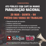 Sindjus-AL realiza ato público com café da manhã no Dia Nacional de Paralisação nesta quinta (20)