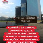 Comissão de Administração e Serviço Público aprova PL 4/2024, que cria novos cargos efetivos, comissionados e funções comissionadas na Justiça Eleitoral